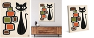 Creative Gallery Retro Cat with Bubbles in Tawny, Olive Brown 36" x 24" Canvas Wall Art Print
